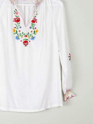 Women's Vintage Hungarian Embroidered Peasant Blouse S - The Harlequin