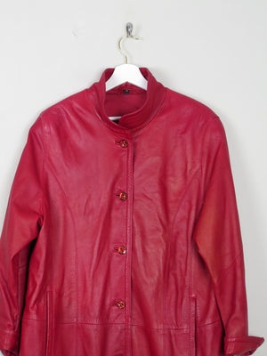 Women's Vintage Leather Coat Red M - The Harlequin