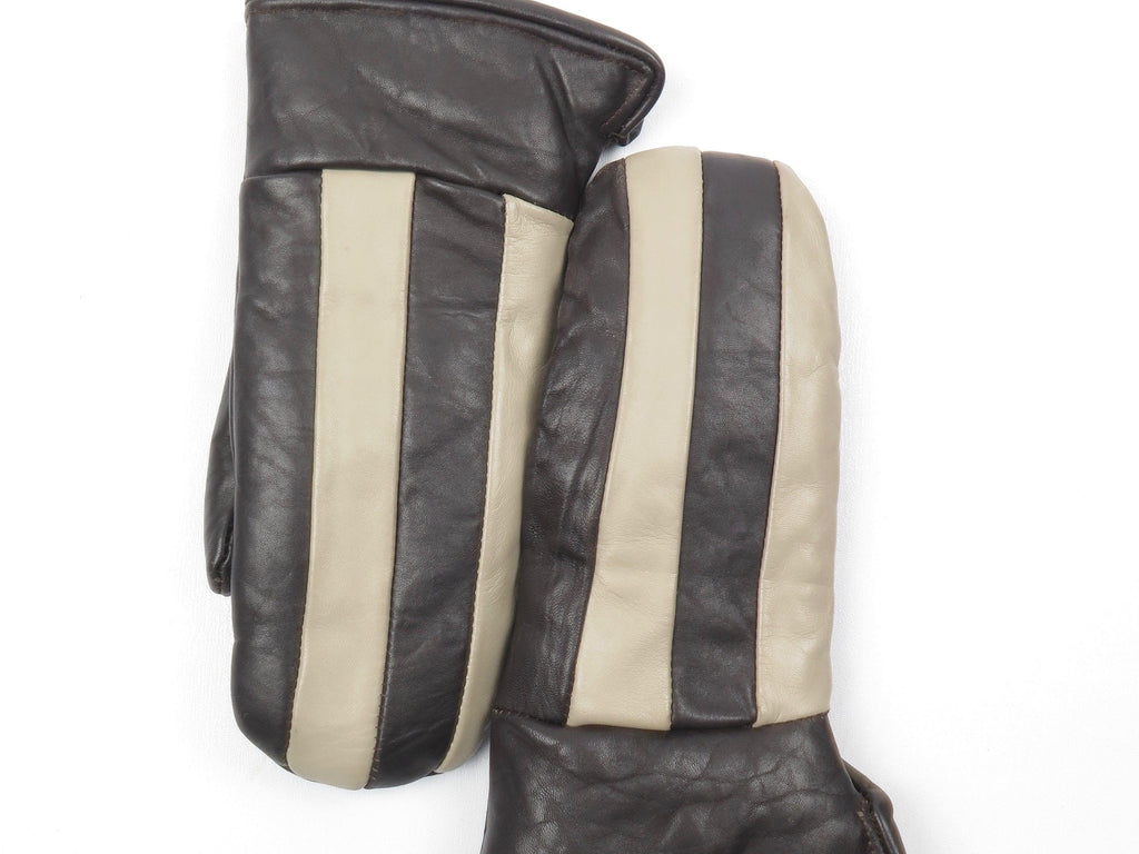 Women’s Vintage Leather Glove/Mittens With Cosy Lining S/M - The Harlequin