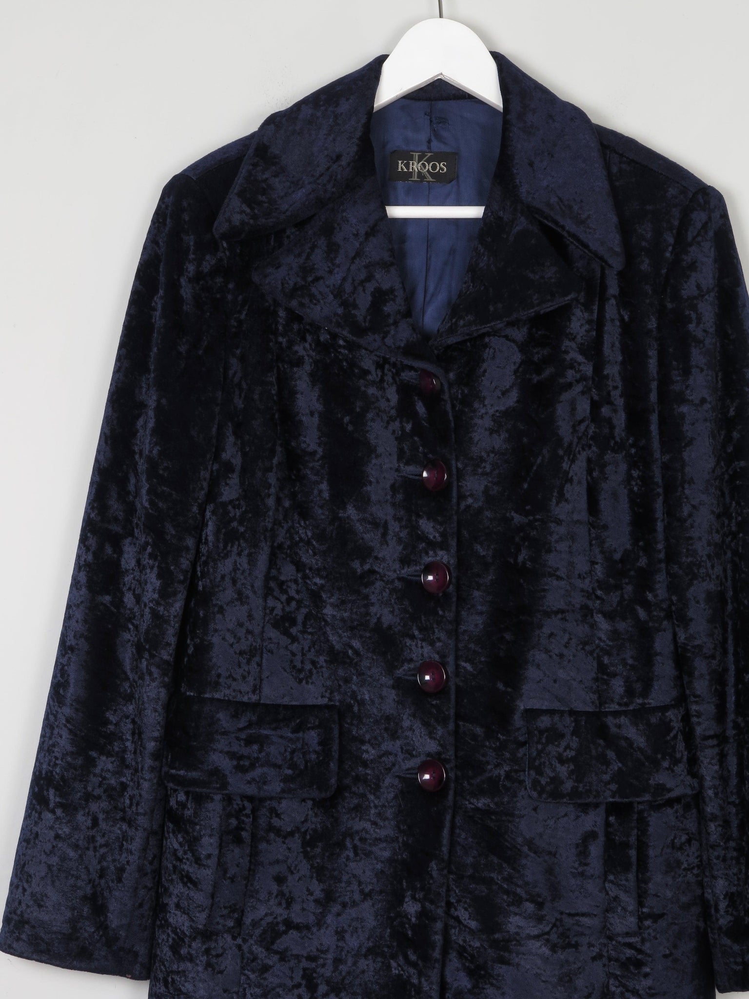 Women’s Midnight  Blue/Navy Velvet Long Jacket M - The Harlequin