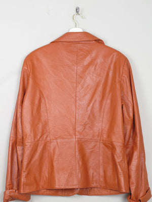 Women's Vintage Orange Tan Leather Jacket L - The Harlequin