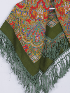 Women's Vintage Paisley Green & Colourful Scarf - The Harlequin