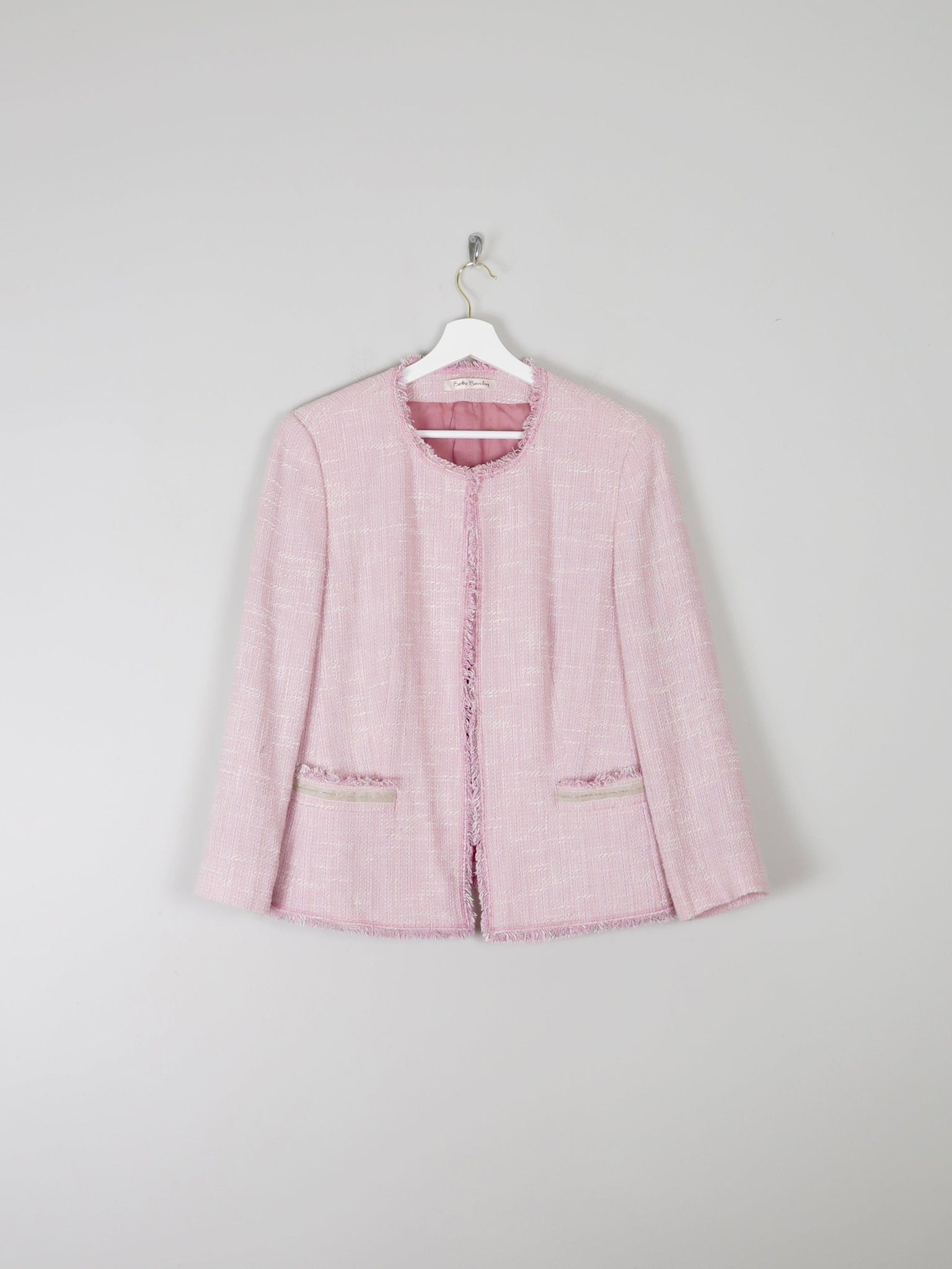 Women's Pink Tweed Classic Betty Barclay Jacket  M - The Harlequin