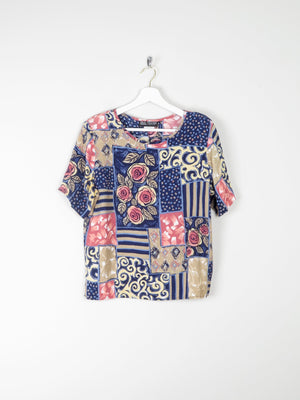 Women's Vintage Printed Top S - The Harlequin