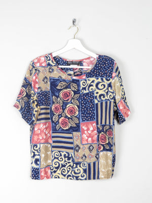 Women's Vintage Printed Top S - The Harlequin