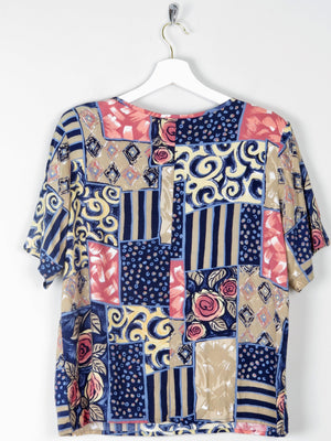 Women's Vintage Printed Top S - The Harlequin