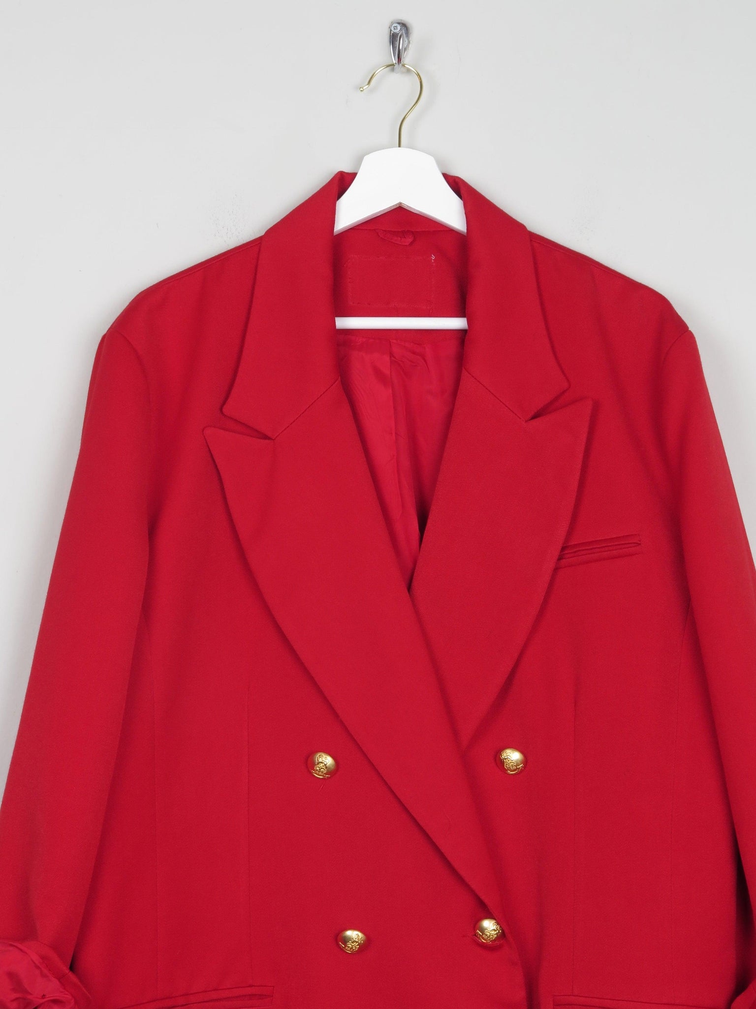 Women's Vintage Red Oversized Long Blazer L/XL - The Harlequin