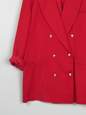 Women's Vintage Red Oversized Long Blazer L/XL - The Harlequin