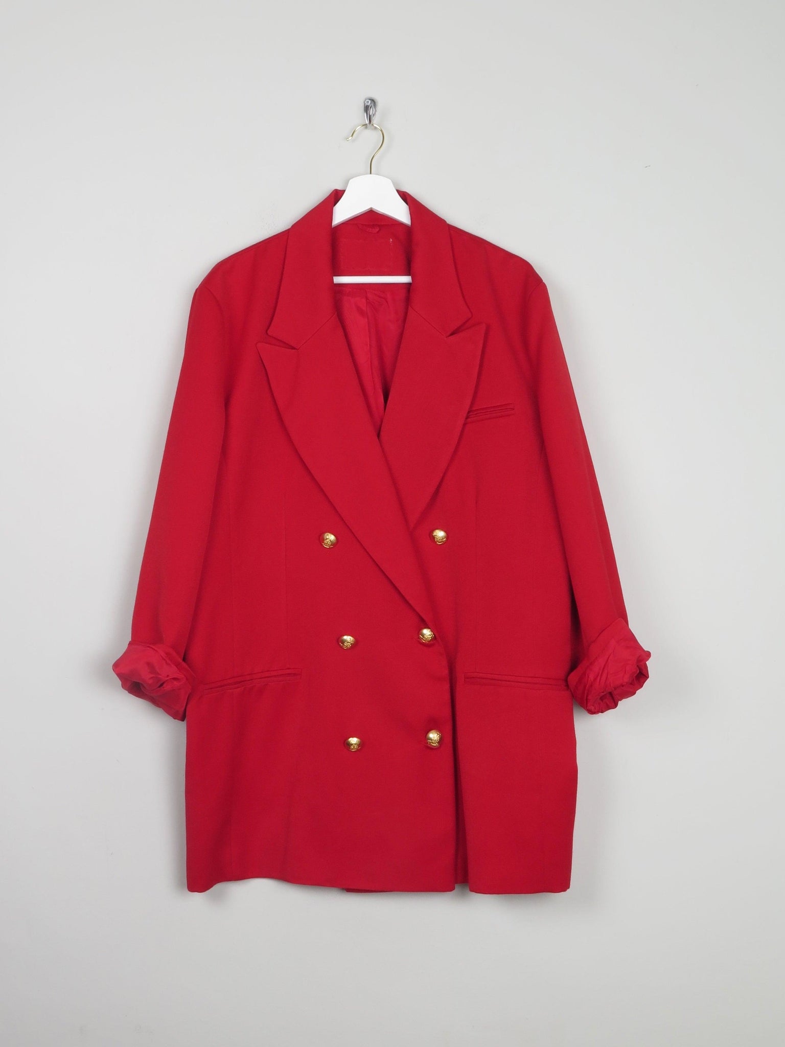 Women's Vintage Red Oversized Long Blazer L/XL - The Harlequin