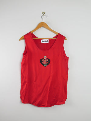 Women's Red Silk Camisole Top L - The Harlequin