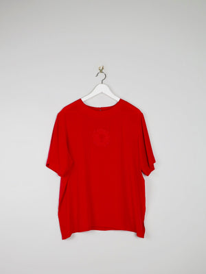 Women’s Vintage Red Silk Tshirt Blouse L - The Harlequin