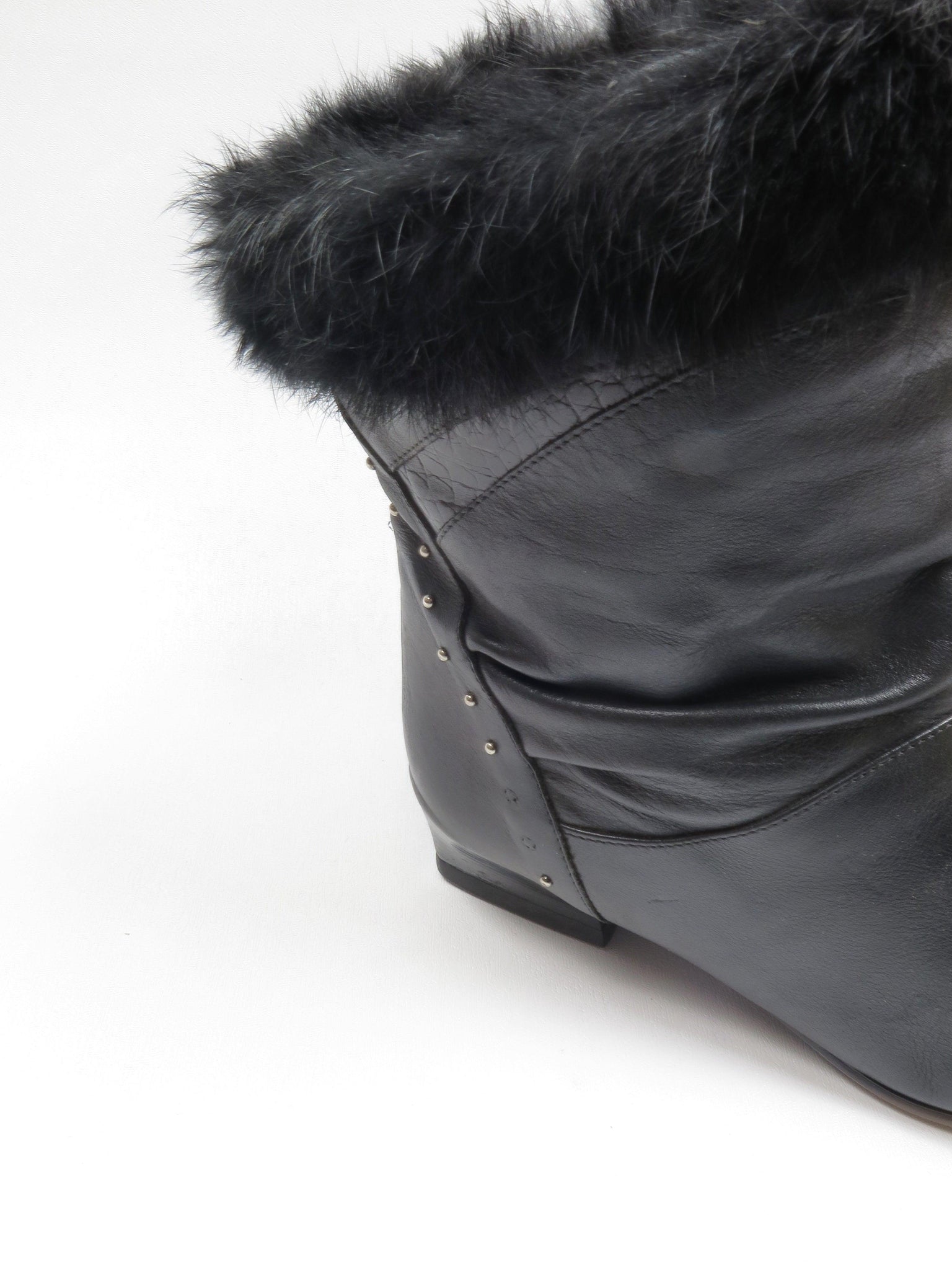 Black Short Vintage Leather Boots 7/40 - The Harlequin