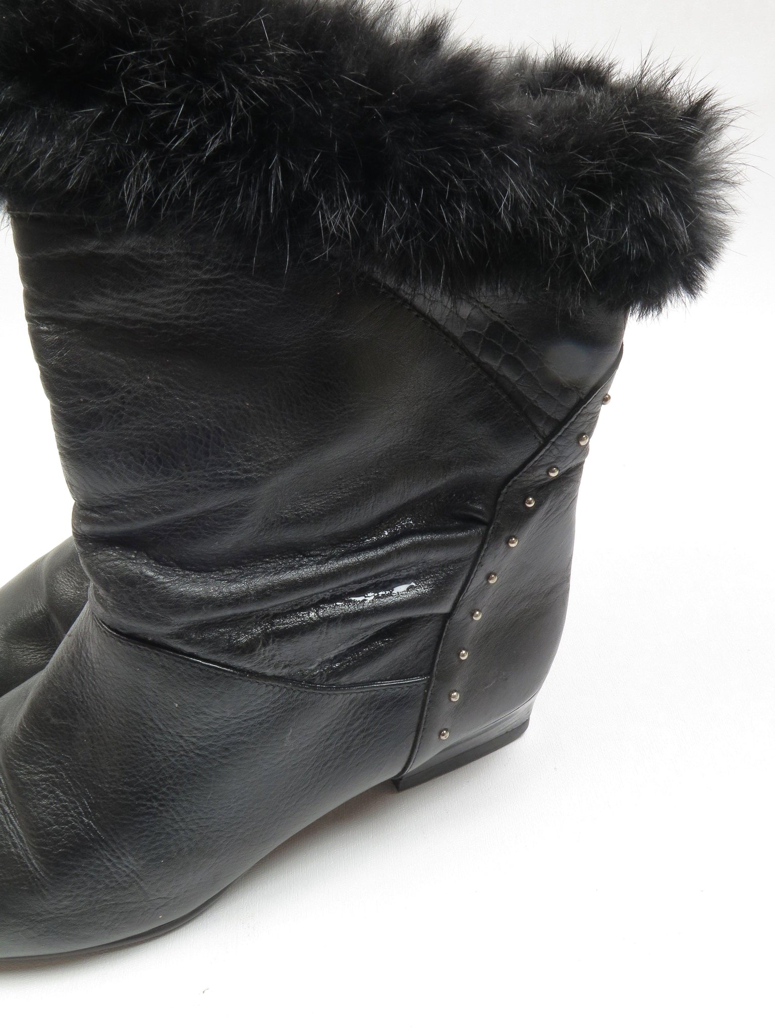 Black Short Vintage Leather Boots 7/40 - The Harlequin