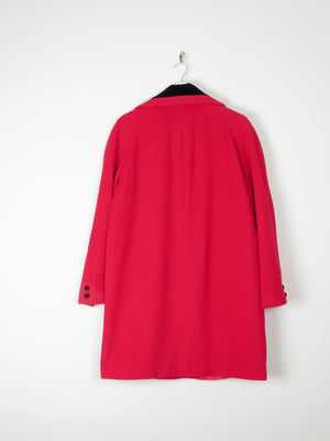 Women's Short Red Wool  Coat With Black Trims M/L - The Harlequin