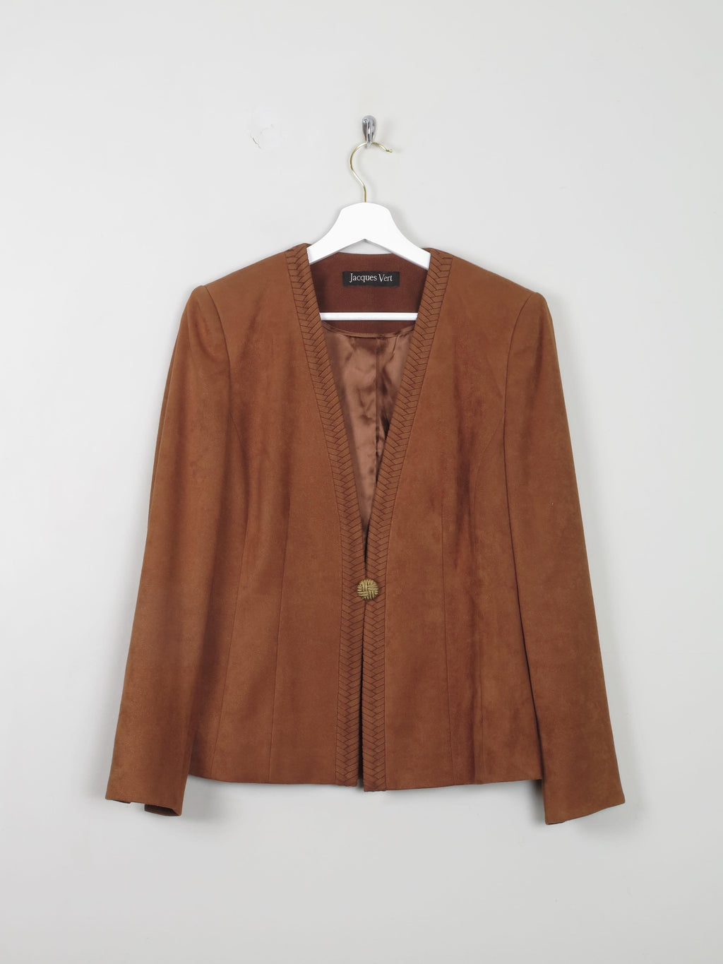 Women's Vintage Suede Style Fabric Rust/Tan Jacques Vert S - The Harlequin