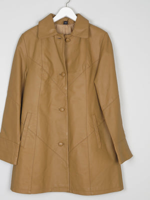 Women’s Vintage Tan Leather 3/4 Coat M - The Harlequin