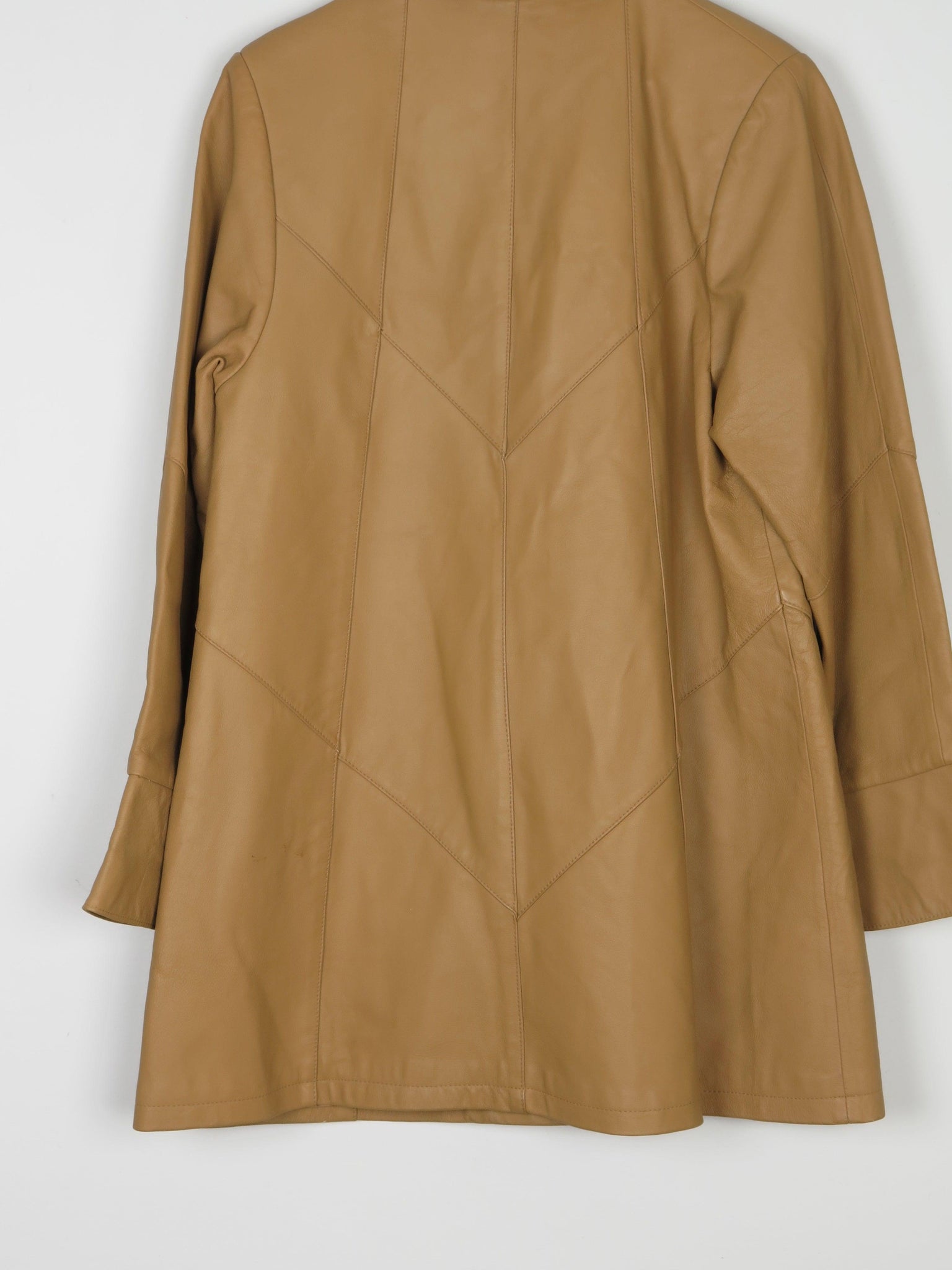 Women’s Vintage Tan Leather 3/4 Coat M - The Harlequin