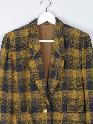 Women’s Vintage Tweed Mustard & Black Jacket 10/12 Petit Sleeve Lenght - The Harlequin