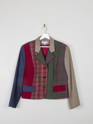 Women's Vintage  Tweed Patchwork Jacket L/XL 44" - The Harlequin