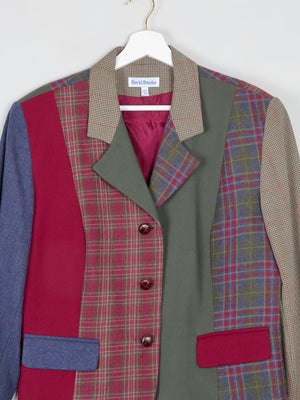 Women's Vintage  Tweed Patchwork Jacket L/XL 44" - The Harlequin