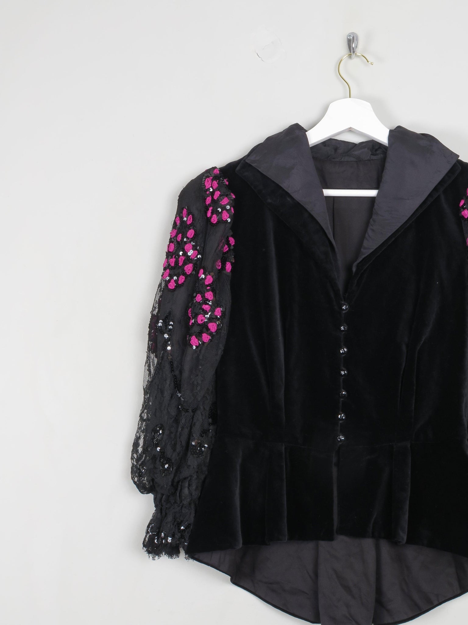 Women's Velvet & Lace Victorian Style Peplum 80s Jacket  10 - The Harlequin