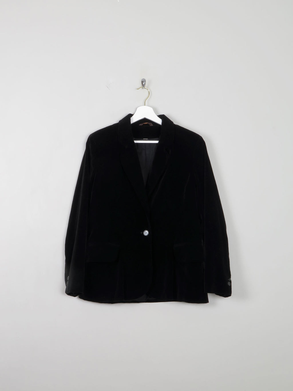 Women's Vintage Velvet Jacket Black Tailored S - The Harlequin