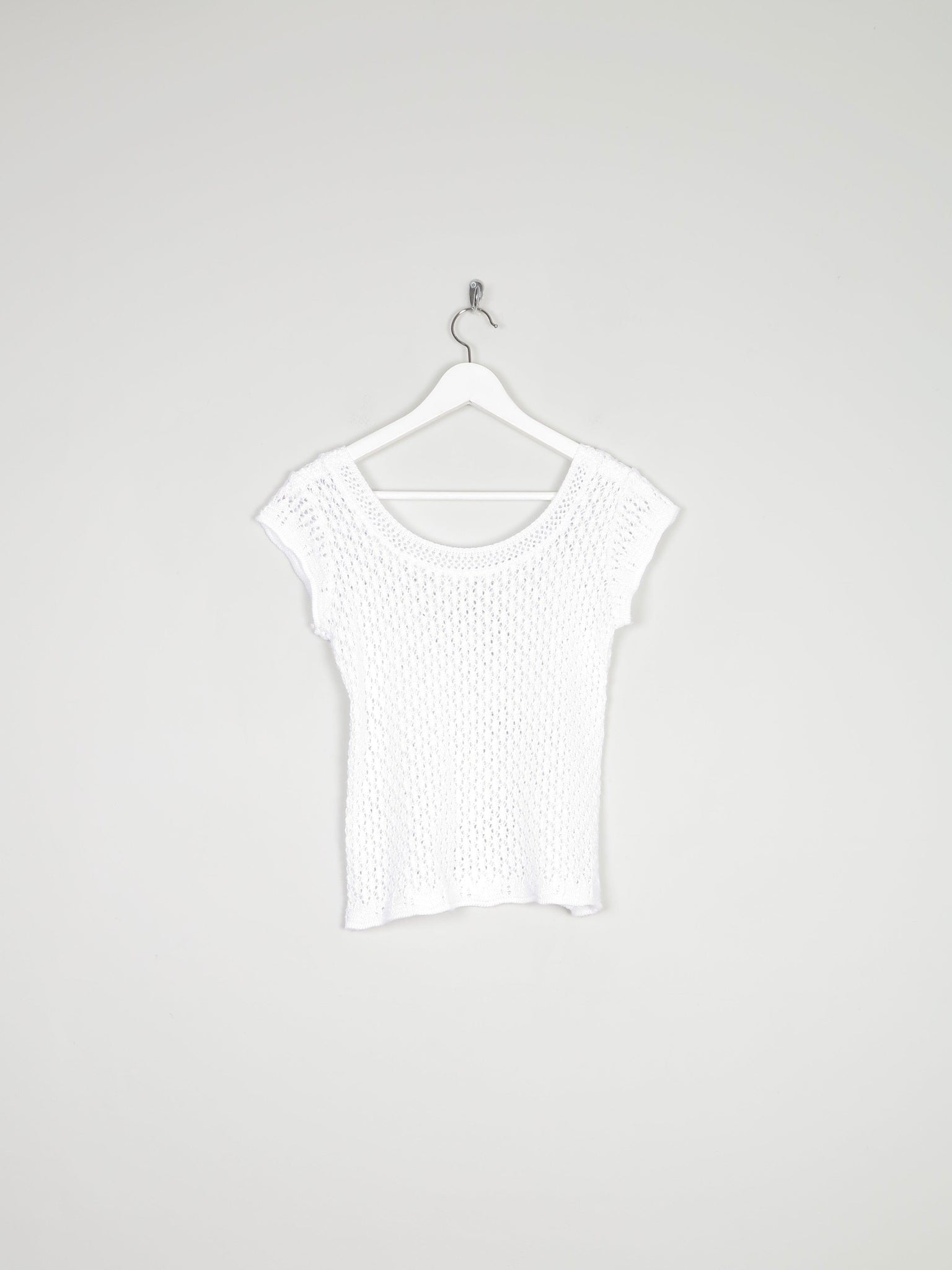 Women’s White Crochet 1970s Fitted Top S - The Harlequin