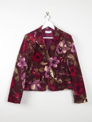 Women’s Vintage Wine Floral Print Patterned Velvet Jacket 12 - The Harlequin