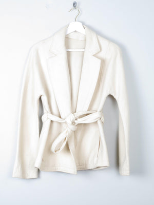 Women's Vintage Wool Mansfield Jacket Cream Belted S - The Harlequin