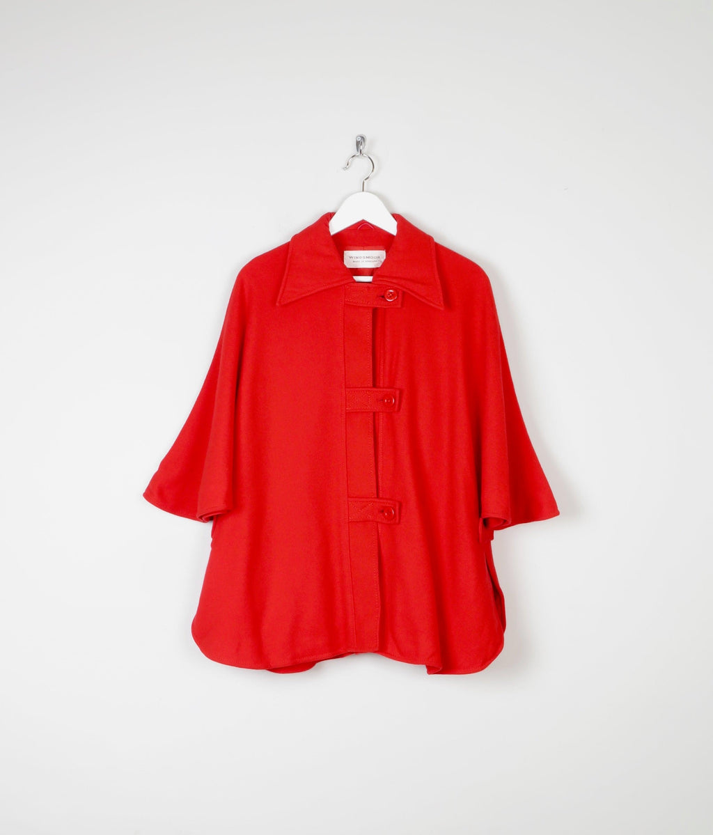 Women's Red Vintage Wool Short Cape 'Windsmoor' - The Harlequin