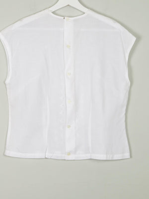 Women's White Lawned Cotton 1950s Blouse M - The Harlequin