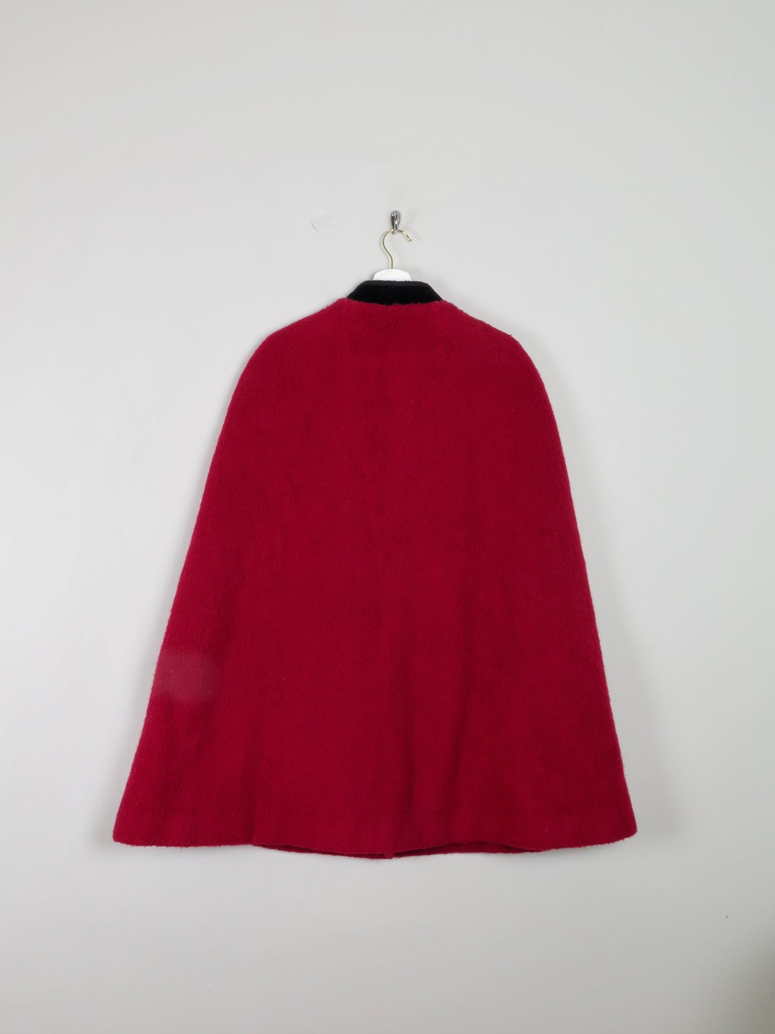 Women's Wool Cherry Red Vintage Cape M/L - The Harlequin