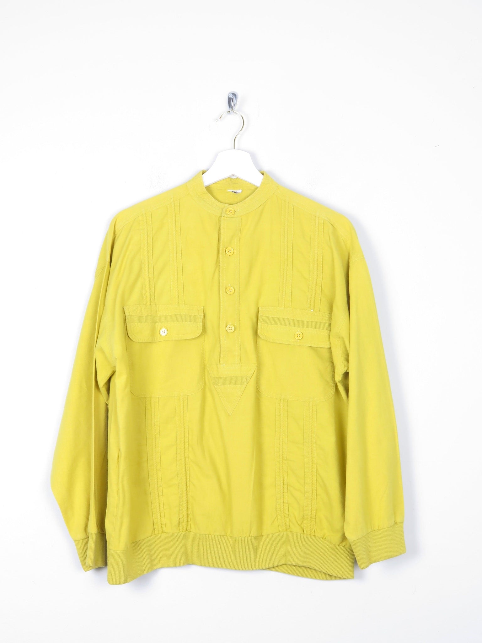 Women's Yellow/ Mustard 1980s Collarless Blouse/Jacket S - The Harlequin