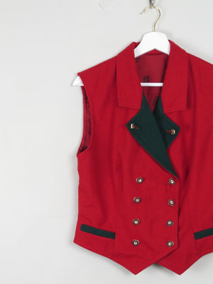 Womens Red Vintage Austrian Waistcoat M - The Harlequin