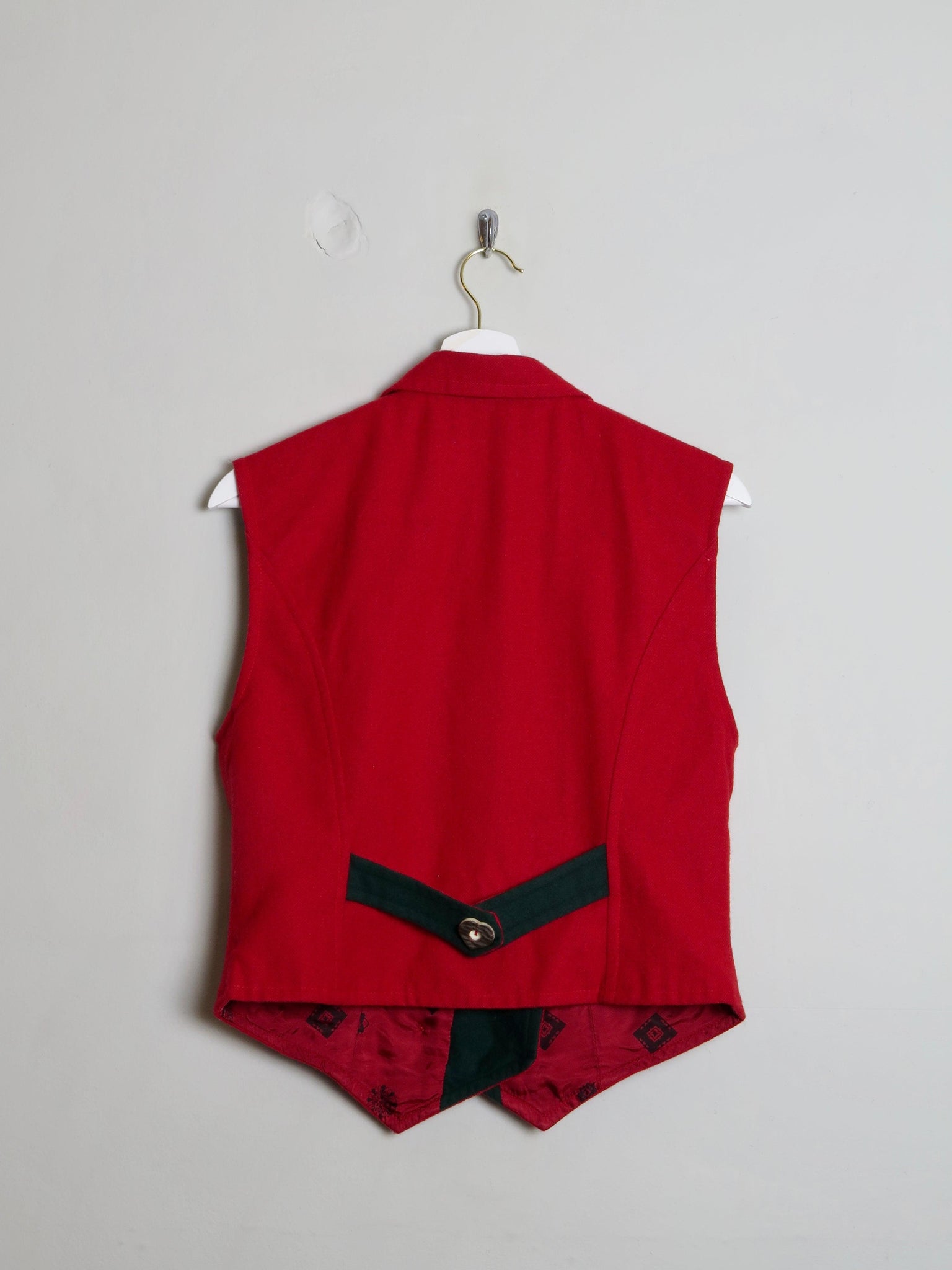 Womens Red Vintage Austrian Waistcoat M - The Harlequin