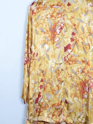 Yellow & Mustard Devore Printed Long Sleeved Vintage Blouse L/XL - The Harlequin