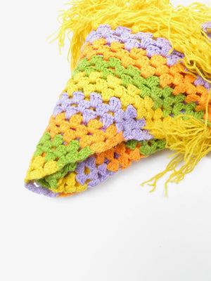 Yellow/Purple/orange Hand Crochet Scarf/Shawl - The Harlequin